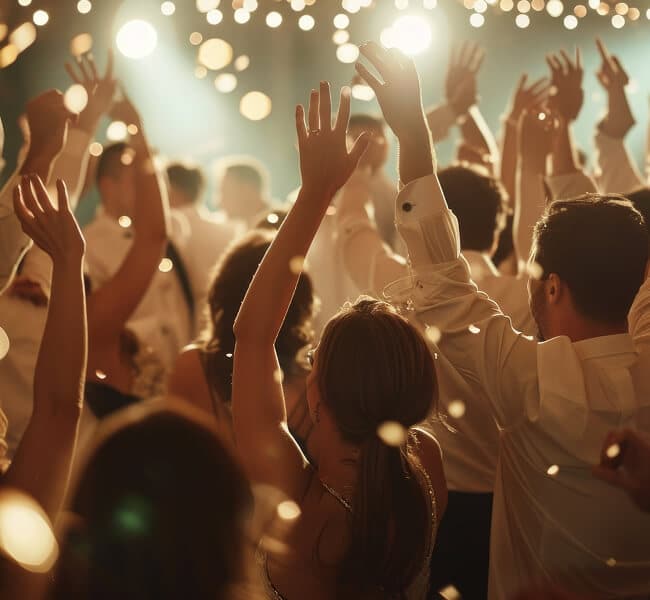 Tanzende Hochzeitsgäste auf der Hochzeitsfeier